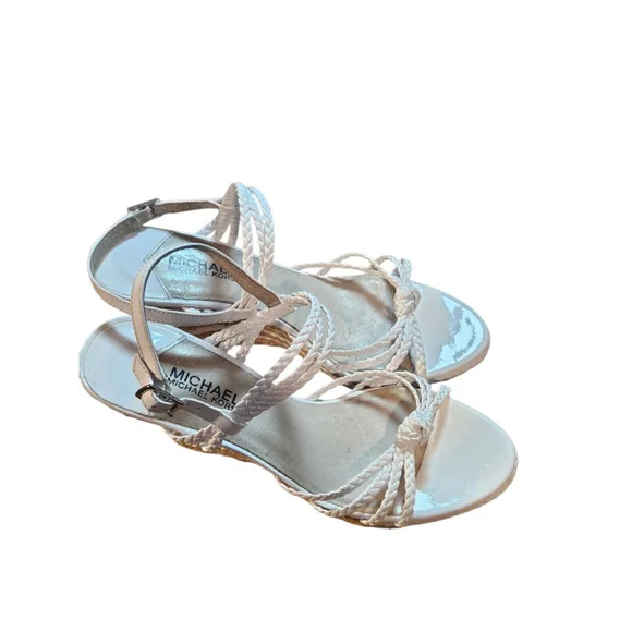 Michael Kors White & Beige Braided Espadrille Wedges Size 9.5 - Picture 14 of 14